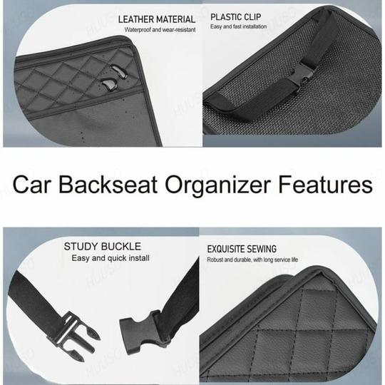 HUUSO Car Seat Back Pocket, Beige Multi-functional Storage Bag, Trash Can, Waterproof, Stain Resistant, Convenient Goods, Space Saving Compatible with Audi S6