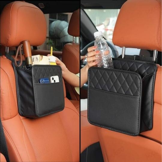 HUUSO Car Seat Back Pocket, Beige Multi-functional Storage Bag, Trash Can, Waterproof, Stain Resistant, Convenient Goods, Space Saving Compatible with Audi S6