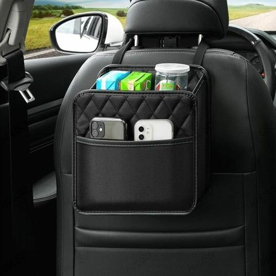 HUUSO Car Seat Back Pocket, Beige Multi-functional Storage Bag, Trash Can, Waterproof, Stain Resistant, Convenient Goods, Space Saving Compatible with Audi S6