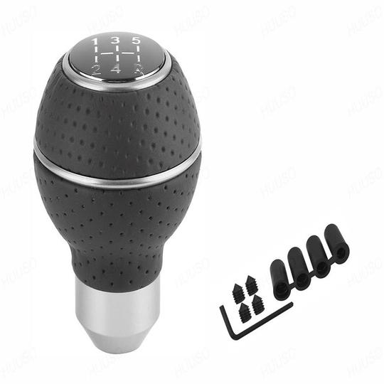 Huuso Car 5 Speed Manual Transmission Gear Shift Knob Momo Silicone-Silver With 4 Adapters And Allen Screws Compatible With Volkswagen Jetta (Type-Ii) 2010-2015