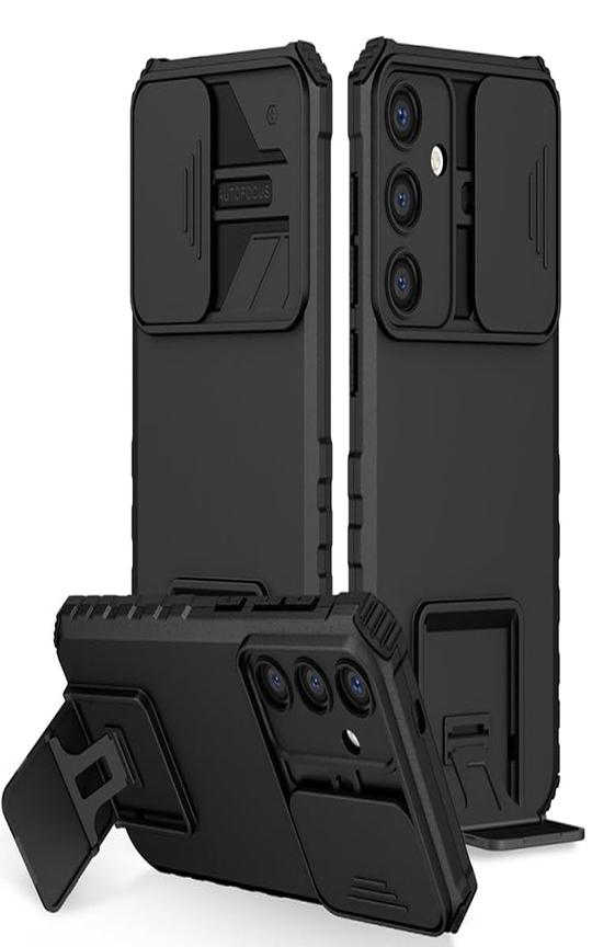SHIELDTECH Back Cover Case for Samsung Galaxy S25 Plus 5G | Sliding Camera Shield | Black Stereoscopic Stand | 360 Degree Protection Mobile Cover for Samsung Galaxy S 25 Plus / S25Plus 5G | PC, Black