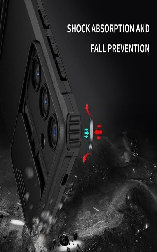 SHIELDTECH Back Cover Case for Samsung Galaxy S25 Plus 5G | Sliding Camera Shield | Black Stereoscopic Stand | 360 Degree Protection Mobile Cover for Samsung Galaxy S 25 Plus / S25Plus 5G | PC, Black