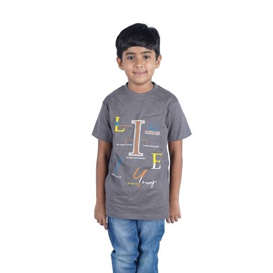 VIBRANCE T-Shirt for Boys | Regular-Fit | Dark Grey | 7-8 Years | KIDS207