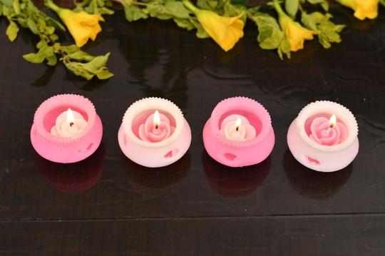CraftVatika Multicolor Wax Matki Candles 6.5 x 5 cm (Pack of 4)
