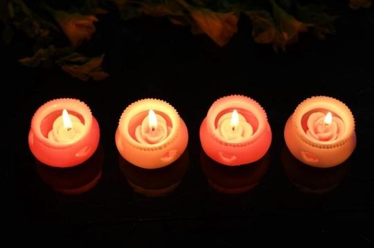 CraftVatika Multicolor Wax Matki Candles 6.5 x 5 cm (Pack of 4)