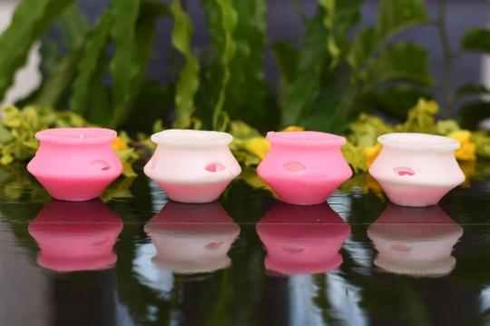 CraftVatika Multicolor Wax Matki Candles 6.5 x 5 cm (Pack of 4)