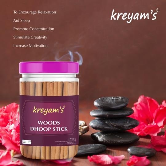 Kreyam's Woods Dhoop Stick 100 Gm Agarbati Dhoop Sticks Dhoop Sticks For Pooja Wood Dhup Batti Agarbatti Dhoop Incense Sticks Set Set