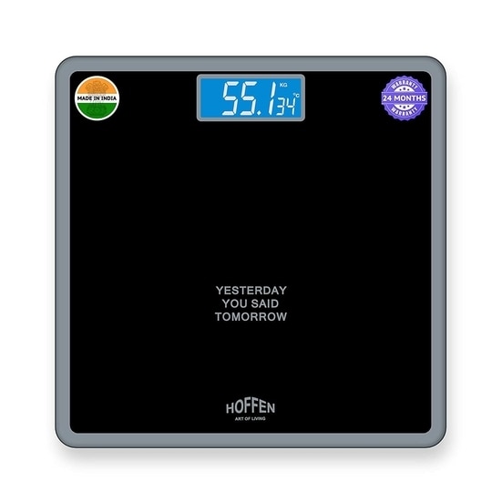Hoffen (India) Digital Electronic LCD Fitness Weighing Scale (Black) 2 Years Warranty