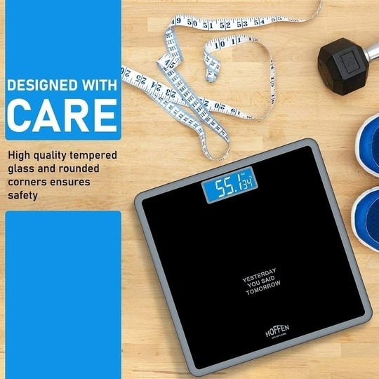 Hoffen (India) Digital Electronic LCD Fitness Weighing Scale (Black) 2 Years Warranty