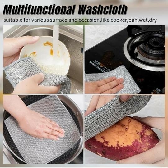 V2H Non Scratch Dish wash Cloths for Kitchen | Double Layer Scrubber Dish Cloth for Utensils | Reusable Mesh Wire Cloth for Kitchen | Metal Wire Cleaning Cloth( Set of 20 )