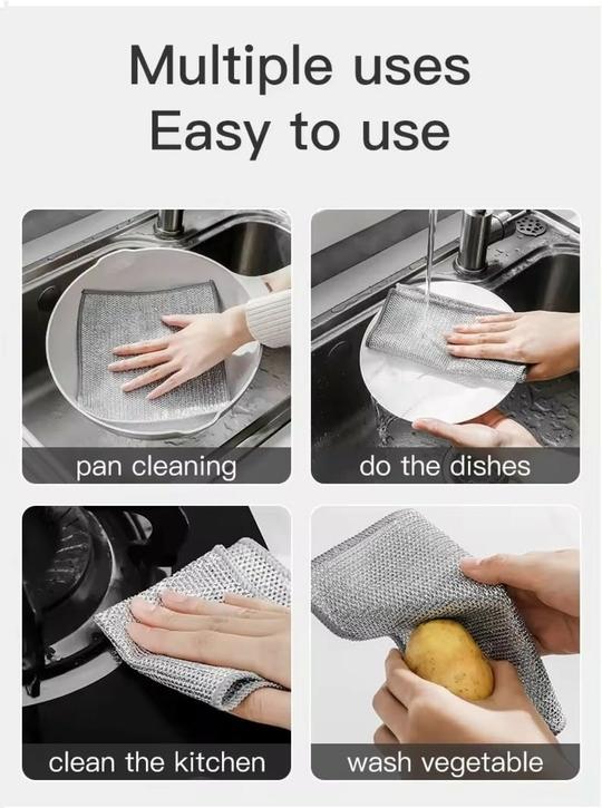 V2H Non Scratch Dish wash Cloths for Kitchen | Double Layer Scrubber Dish Cloth for Utensils | Reusable Mesh Wire Cloth for Kitchen | Metal Wire Cleaning Cloth( Set of 20 )