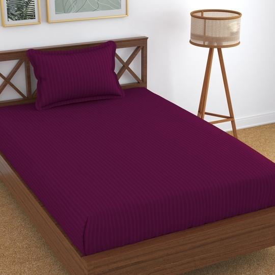 Homefab India 144 TC Microfiber Single Bedsheet with 1 Pillow Cover - Maroon, Floral