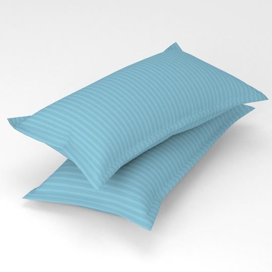 Homefab India 144 TC Microfiber Single Bedsheet with 1 Pillow Cover - Light Blue, Stripped