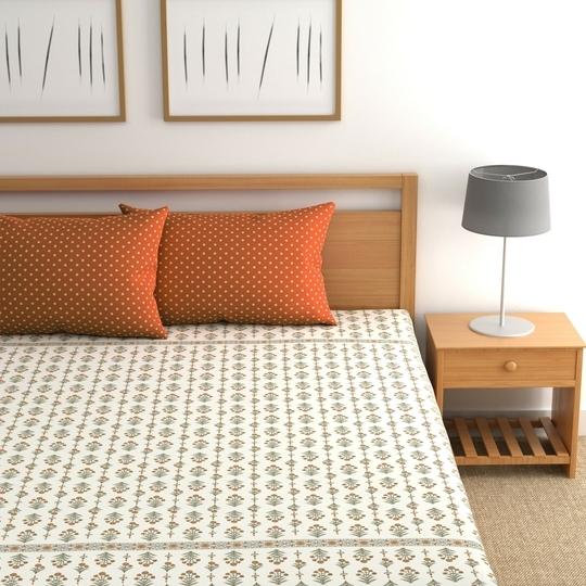 Homefab India 144 TC Microfiber Double Bedsheet with 2 Pillow Covers - Orange