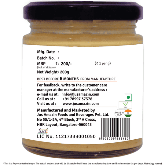 Jus Amazin Classic  Creamy Peanut Butter-with Jaggery  (200g)