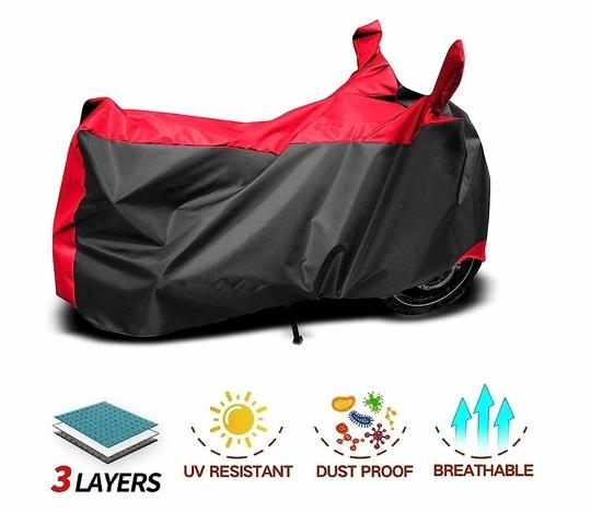 KEDIT  Hero Passion Pro Motorcycle Bike/Scooty Cover  (Red Patta Colour) Water Resistant - UV Protection & Dust Proof Imported Fabric Quality,Sun Protection,Weather Bike - Scooty Two Wheeler Body Cover Hero Passion Pro