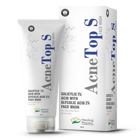 Healing Pharma - AcneTop Salicylic & Glycolic Acid Face Wash For Oily/Dry & Acne Prone Skin | Face Wash for Oil Control & Dirt Removal | Face Wash Fights Pollution, Blackheads & Pimples | Face Wash for Women and Men - 60ml