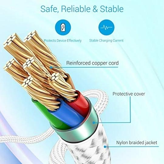 Portronics Konnect A Type-C Cable with 3A Rapid Charging & 480mbps Data Transmission,1 M Cord Length(White)