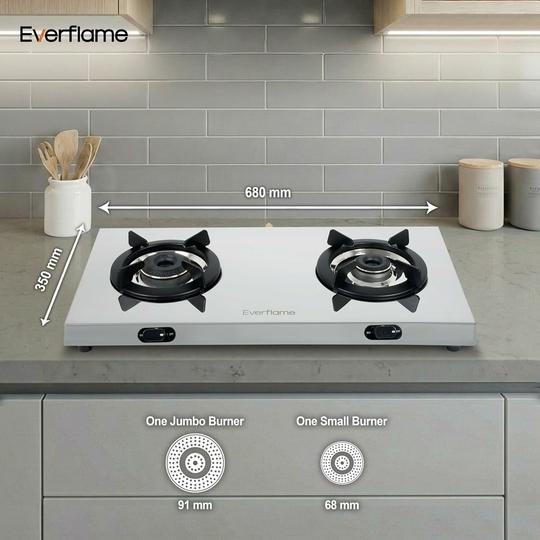 Everflame Pearl 2 Burner Gas Stove  Stainless Steel Stove  Manual Ignition
