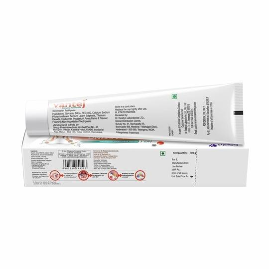 Vantej Toothpaste for Sensitive Teeth, Dentist recommended, 100g, white