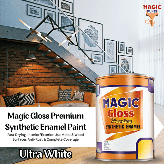 Magic Paints Enamel Paint Smooth Gloss Finish, Durable & Weather-Resistant Coating for Wood and Metal Ultra White 1l