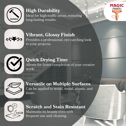 Magic Paints Enamel Paint Smooth Gloss Finish, Durable & Weather-Resistant Coating for Wood and Metal Ultra White 1l