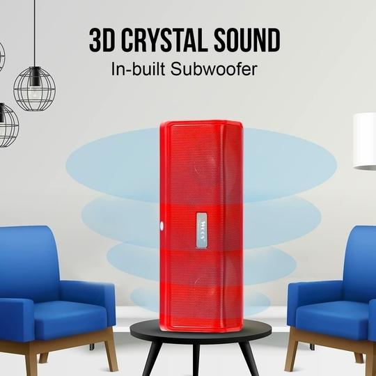 Woos Portable Bluetooth Speakers Wireless 10W Loud Stereo Sound 5H Playtime Acoustic Drivers Built-in FM Radio Micro SD Card USB AUX-in Slot for Smartphone, PC, MP3 for Home Outdoors Red