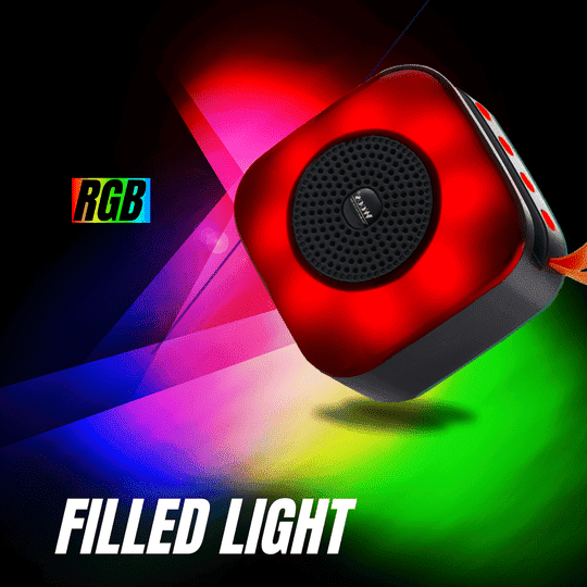 Woos Portable Bluetooth Speakers with Colorful Lights, Loud Sound, Small Bluetooth Speaker with Wireless Stereo Pairing (Red)