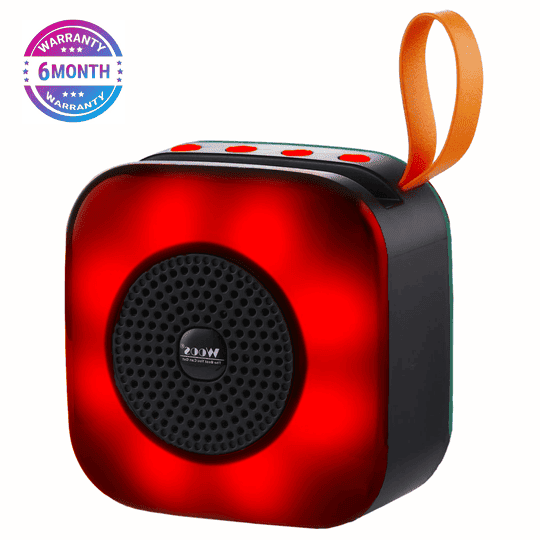 Woos Portable Bluetooth Speakers with Colorful Lights, Loud Sound, Small Bluetooth Speaker with Wireless Stereo Pairing (Red)