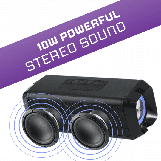 Woos Bluetooth Speaker, Bluetooth 5.3 Wireless Portable Speaker with 10W Stereo Sound, Party Speakers with Ambient RGB Light, 18-Hour Playtime, Speakers for Outdoors, Travel , Camping (Black)