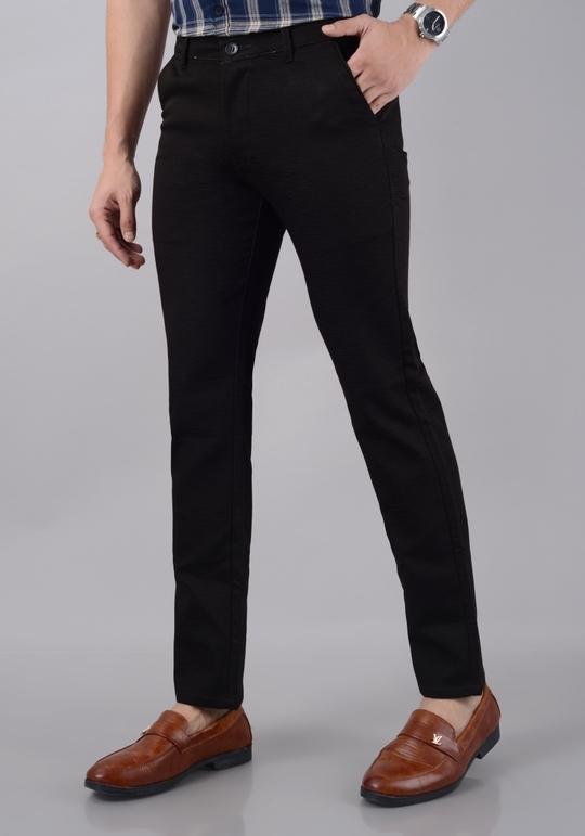 VILLAIN Men's Slim Fit Cotton Stretchable Trousers - Brown