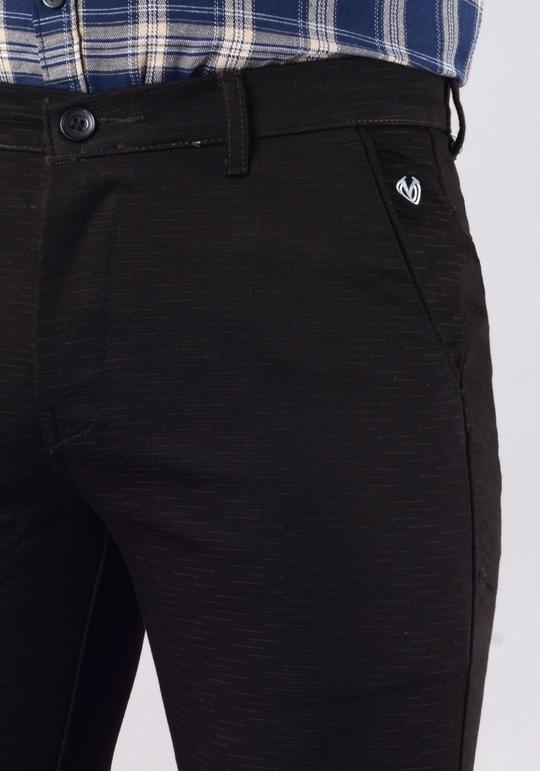 VILLAIN Men's Slim Fit Cotton Stretchable Trousers - Brown