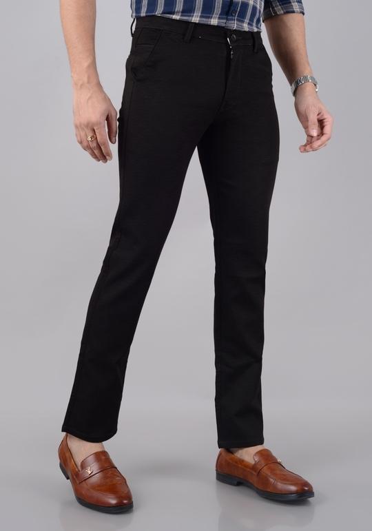 VILLAIN Men's Slim Fit Cotton Stretchable Trousers - Brown