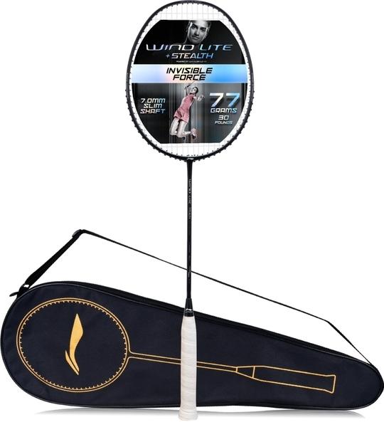 Li-Ning Black, Grey Strung Badminton Racquet, 77 G