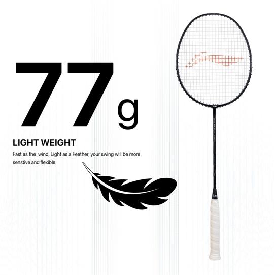 Li-Ning Black, Grey Strung Badminton Racquet, 77 G