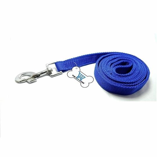 THE DDS STORE Dog Collar Leash Set Dog Training Combo Lead 10.FT Long Rope Cotton Nylon Webbing Recall Obedience Line Leash for Pet Best for Small to Medium Breed Dogs (10.Feet Leash & Collar 0.75 inch, Blue).