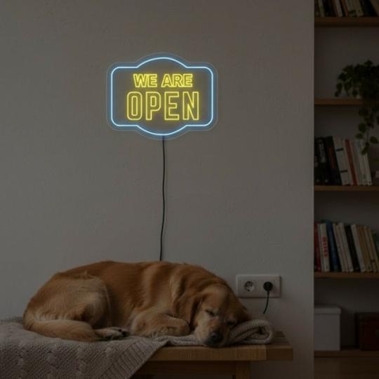 Custom Neon | We Are Open Neon Sign | 24x31 | Multicolor Neon Sign for Restaurant