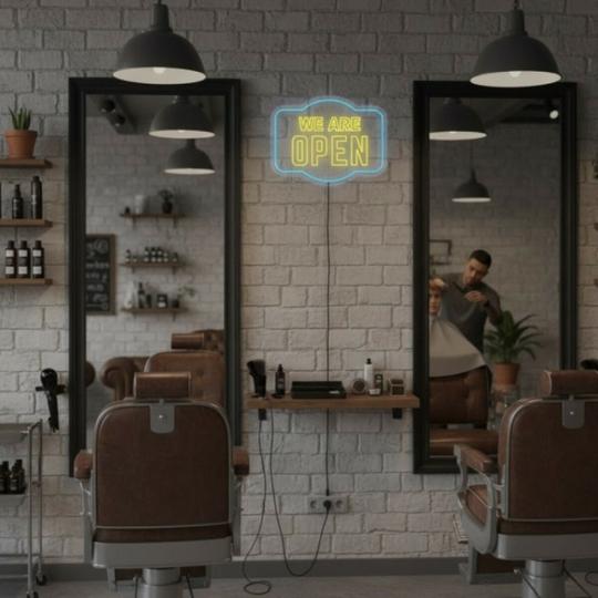 Custom Neon | We Are Open Neon Sign | 24x31 | Multicolor Neon Sign for Restaurant