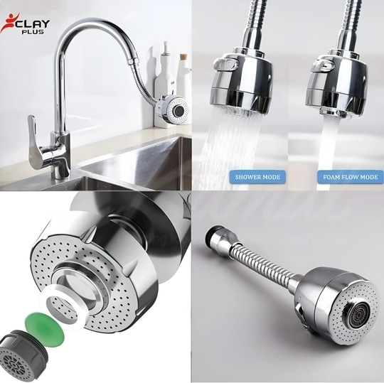 Clay Plus Turbo Flex Faucet Extension with Two Different waterflow Modes Sink Tap Faucet