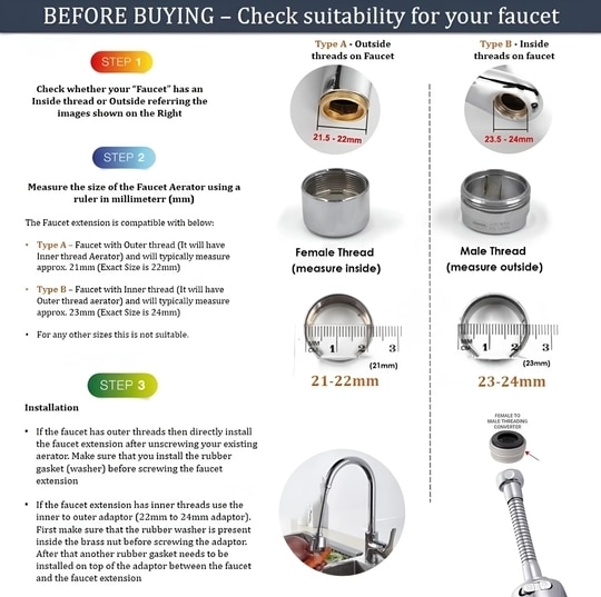 Clay Plus Turbo Flex Faucet Extension with Two Different waterflow Modes Sink Tap Faucet
