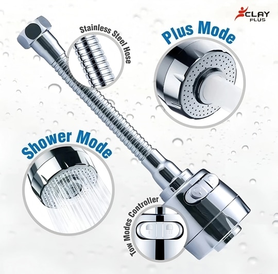 Clay Plus Turbo Flex Faucet Extension with Two Different waterflow Modes Sink Tap Faucet