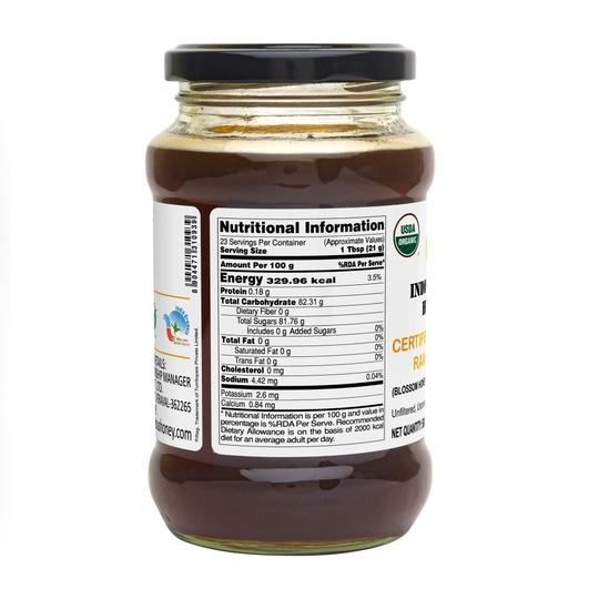 INDIGENOUS HONEY Raw Organic Honey NMR Tested Organic Certified Pure Natural Honey - 500 g