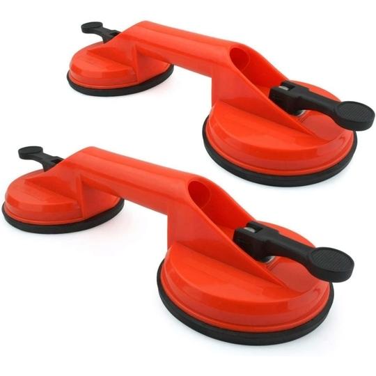 Nitya E-commerce  2x Plastic Double Suction Pads, Heavy Duty Dual Suction Cups Glass Lifter Sucker, 220 pounds lifting capacity