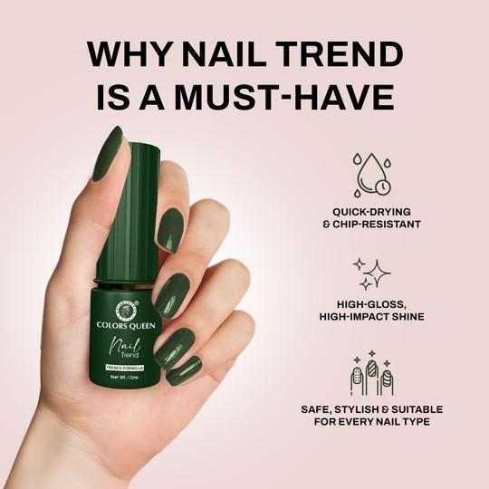 Colors Queen Nail Trend Glossy Nail Polish Long Lasting & Vibrant Nail Paint for Women (Exile, 13ml)