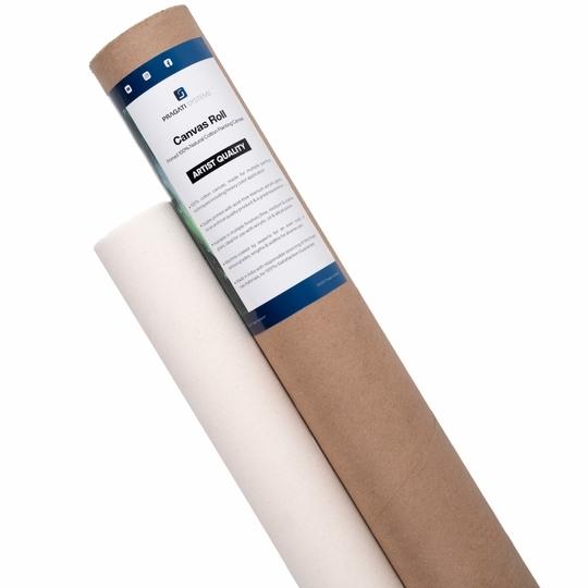 Pragati Systems 7 Oz. Medium Grain Primed Cotton Canvas Roll for Oil & Acrylic Painting, Canvas for Professional Painting Projects, White (60 Inch x 5 Meter)