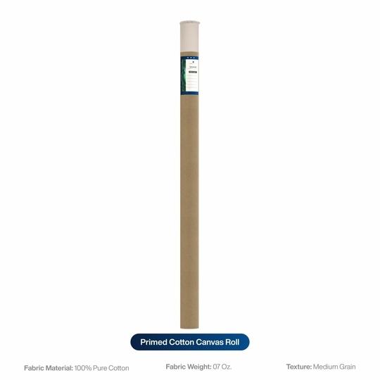 Pragati Systems 7 Oz. Medium Grain Primed Cotton Canvas Roll for Oil & Acrylic Painting, Canvas for Professional Painting Projects, White (60 Inch x 5 Meter)