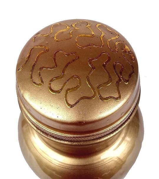 Rastogi Handicrafts Golden Print Copper Water Bottle 950 ml