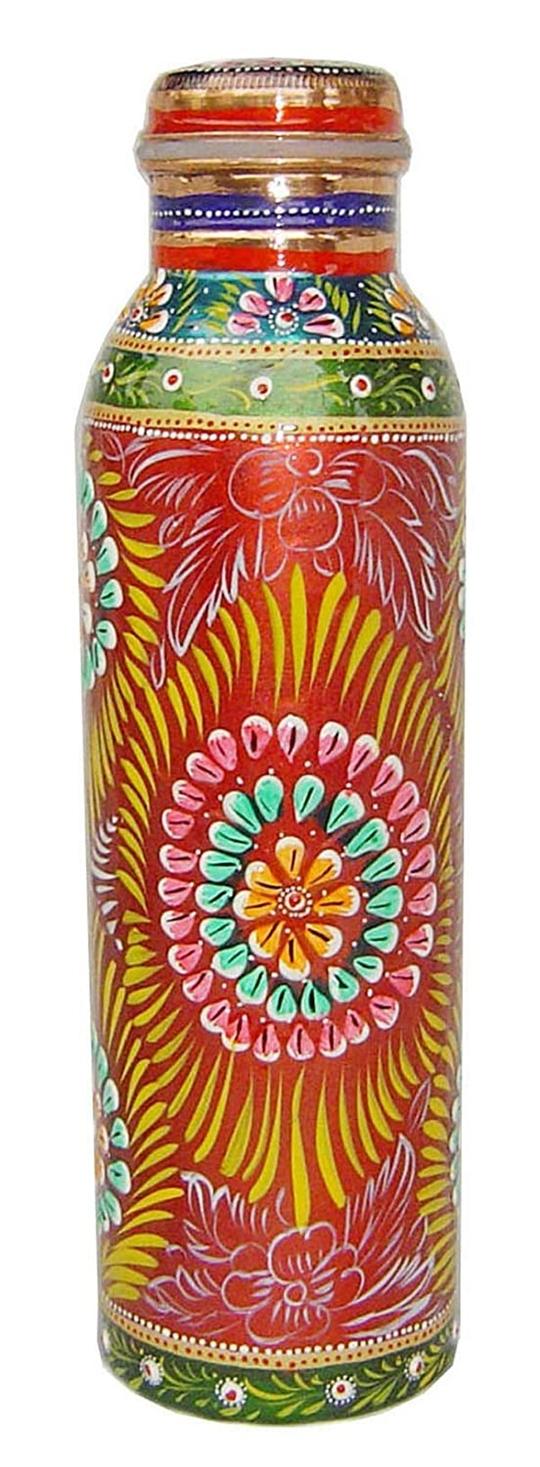 Rastogi Handicrafts Multicolor Copper Water Bottle 950 ml