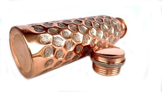 Rastogi Handicrafts Hammered Copper Hand Painted Water Bottle 950 ml