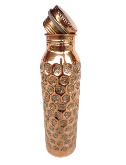 Rastogi Handicrafts Hammered Copper Hand Painted Water Bottle 950 ml